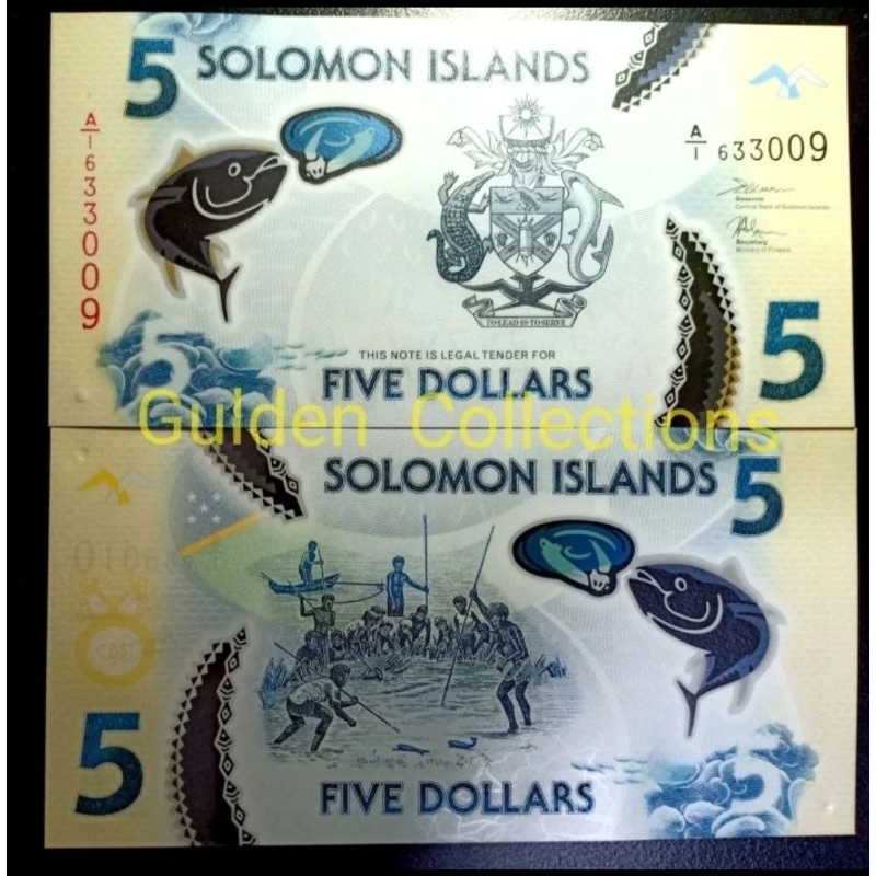 Solomon island 5 Dollars polymer UNC