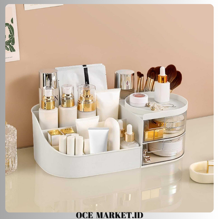Rak Organizer Make Up Drawer Type Storage Box Bahan Plastik ABS Berkualitas