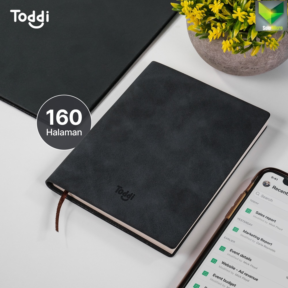 

TODDI Buku Jurnal Hardcover Notebook Diary 68GSM 160 Lembar Grid 173 Black Hitam