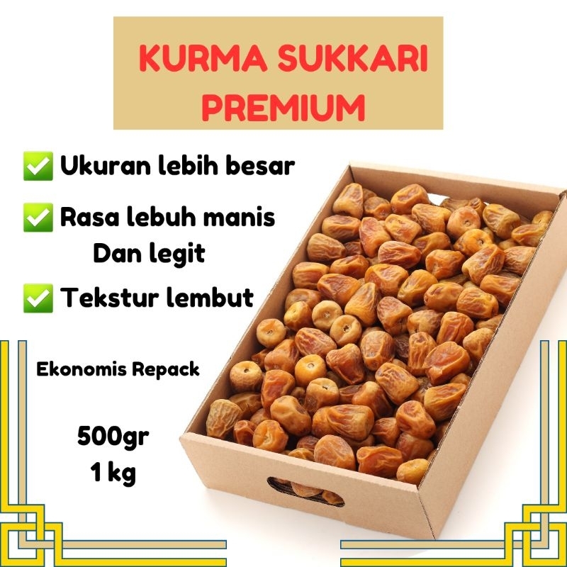 

Kurma Sukari Premium alqasim Grade A repack 1kg 500gr