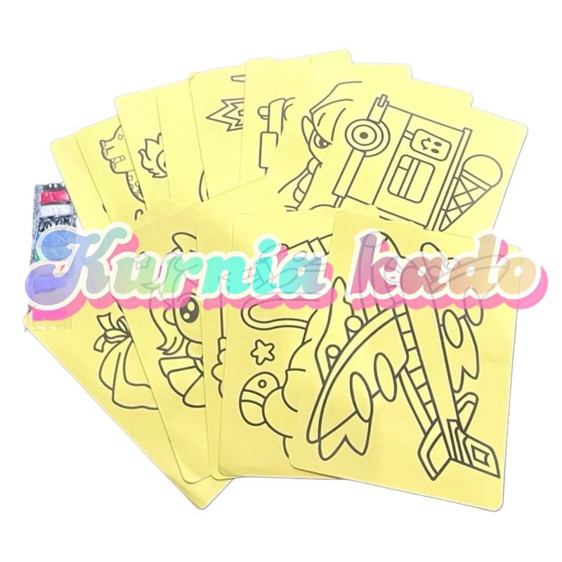 Kertas mewarnai per pcs melukis pasir ukuran besar mainan mewarnai pasir pasiran edukasi anak kertas