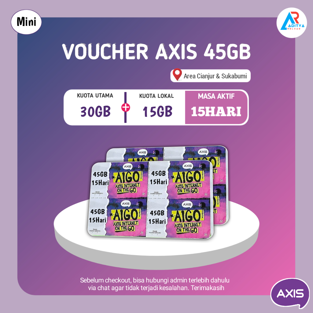 Voucher Axis Mini 45GB Up size 50GB 15Hari