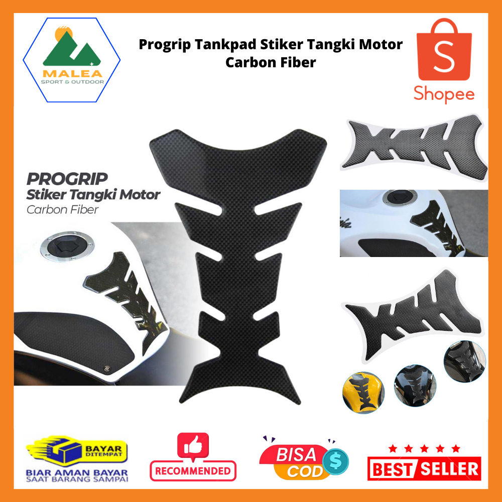 Tankpad Stiker Tangki Motor Carbon Fiber / Stiker Pelindung Tangki Motor Tulang Ikan 3D Aksesori