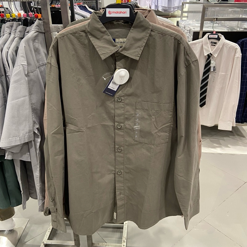 Nevada kemeja pria lengan panjang polos lembut dan nyaman