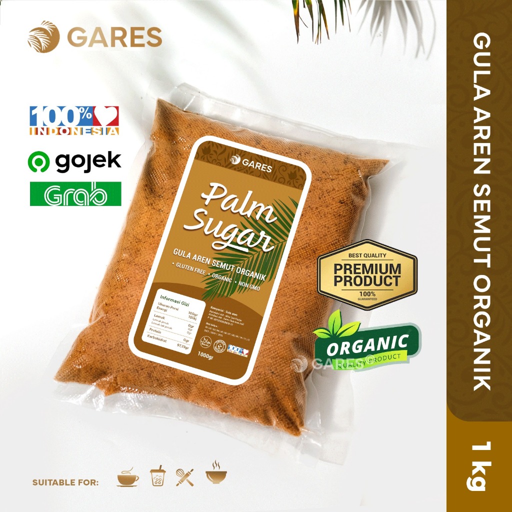 

(Gares) Gula Aren Asli Organik Semut 1 kg | 100% Gula Aren Asli (Kemasan Higenis)