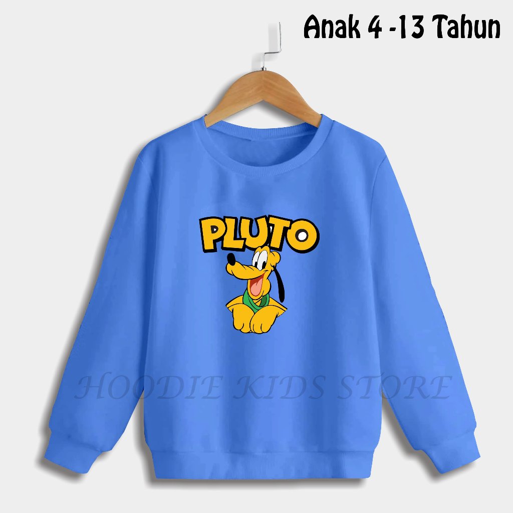 Sweater Polos Anak Laki-laki/Perempuan Usia 4 - 13 Tahun Sweater Crewneck PLUTO Anak Bahan Tebal
