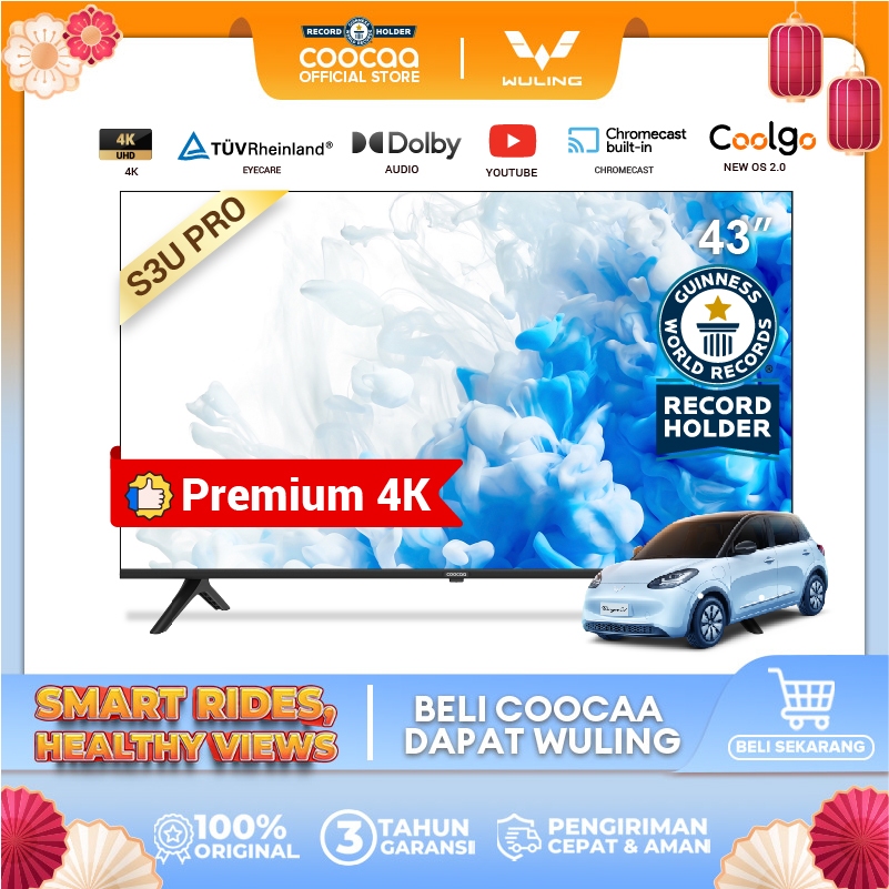 COOCAA 43 inch Smart TV - Digital TV - 4K - UHD - Dolby Audio - Youtube - Mirroring - Boundless -Bro