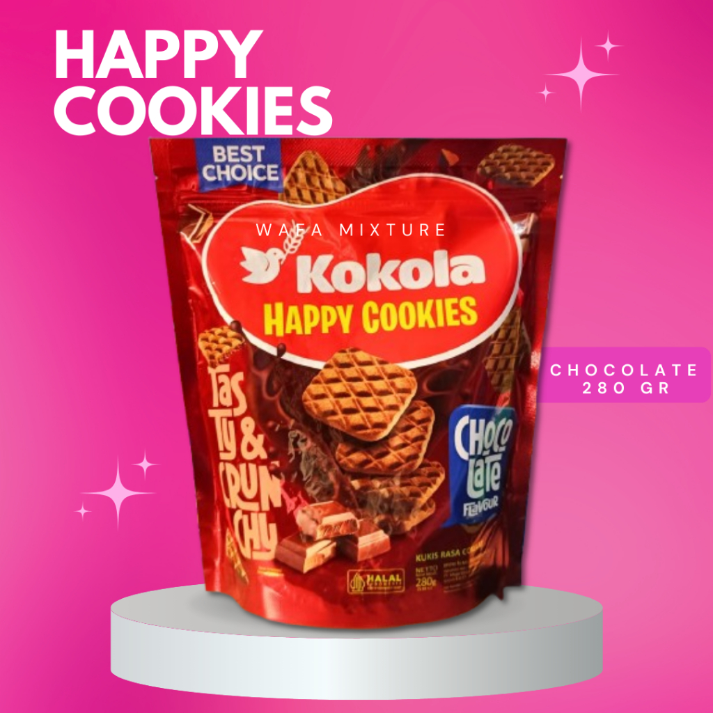 

KOKOLA HAPPY COOKIES RASA COKLAT - KEMASAN JUMBO 280g / KUE LEBARAN / MUDIK ASYIK / KUKIS