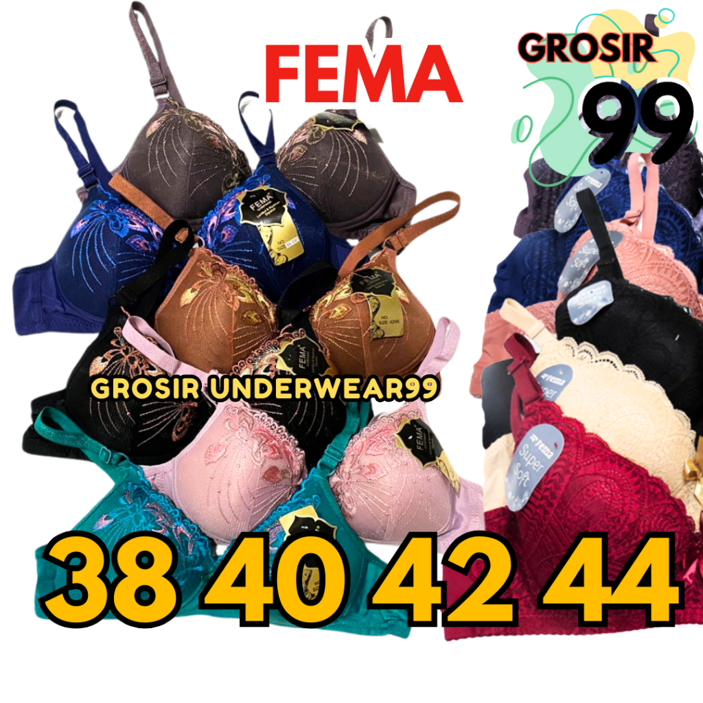 TERLARIS FEMA Ecer 1 Pcs BH Bra Bordir Brukat 371 Bordir Tanpa Kawat GROSIR99