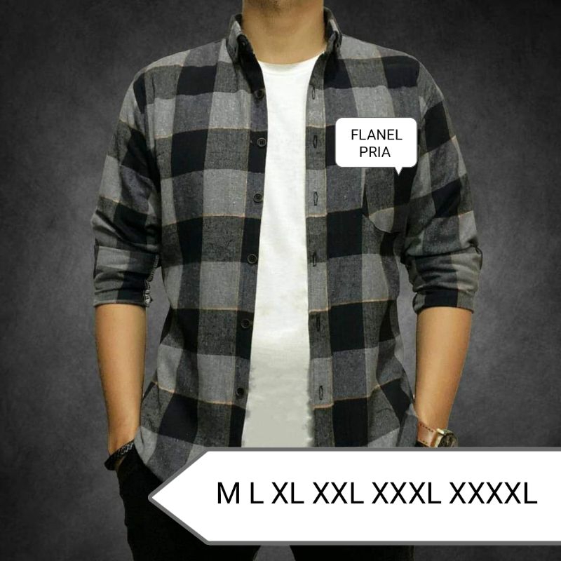 XXL XXXL XXXXL kemeja flanel pria wanita unisex flanel import lengan panjang
