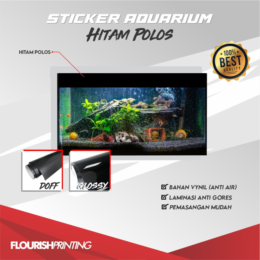STICKER POLOS HITAM / STIKER LIST DEPAN AQUARIUM POLOS HITAM