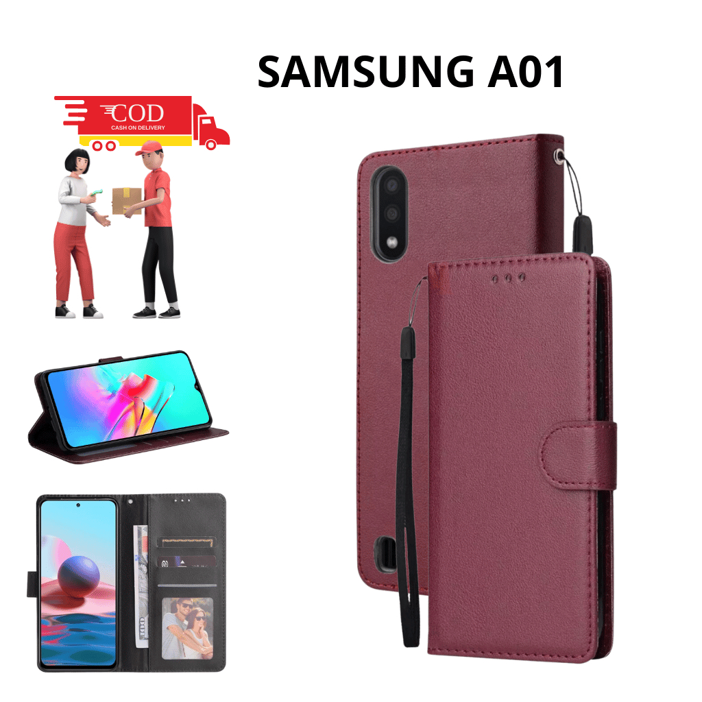 CASE HP SAMSUNG A01 CASING DOMPET FLIP CASE WALLET FLIP LEATHER CASE PREMIUM CASING HP