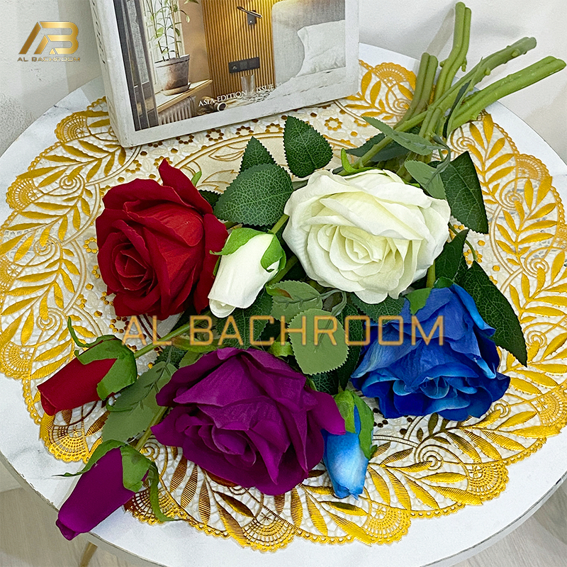 BUNGA MAWAR BELUDRU TANGKAI BESAR B8173 HIASAN MEJA BUNGA PLASTIK GROSIR BUNGA ARTIFICIAL