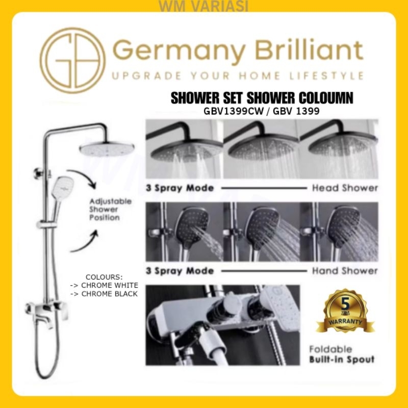 Shower Set Shower Column Germany Brilliant GBV1399CW GBV1399 Shower Tiang Panas Dingin GB