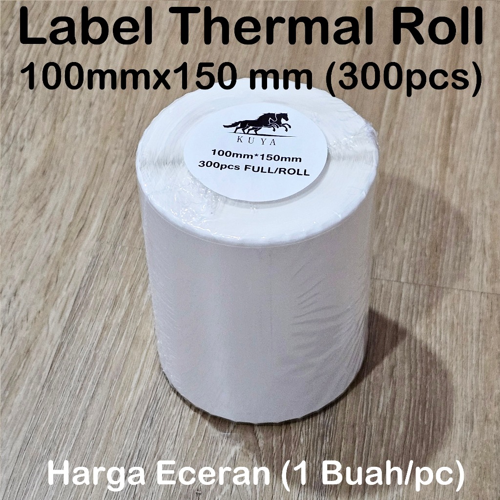 

LABEL STICKER THERMAL KUYA 100 X 150 ISI 300PCS BARCODE 100X150 TEBAL UKURAN A6