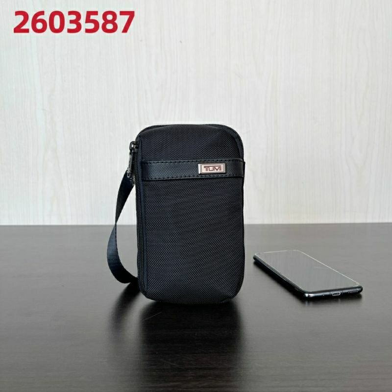 Tas  Tumi Selempang Alpha 3 Small Crossbody Pouch Free Embos Hitam Black Slempang Bahu Slingbag Slin