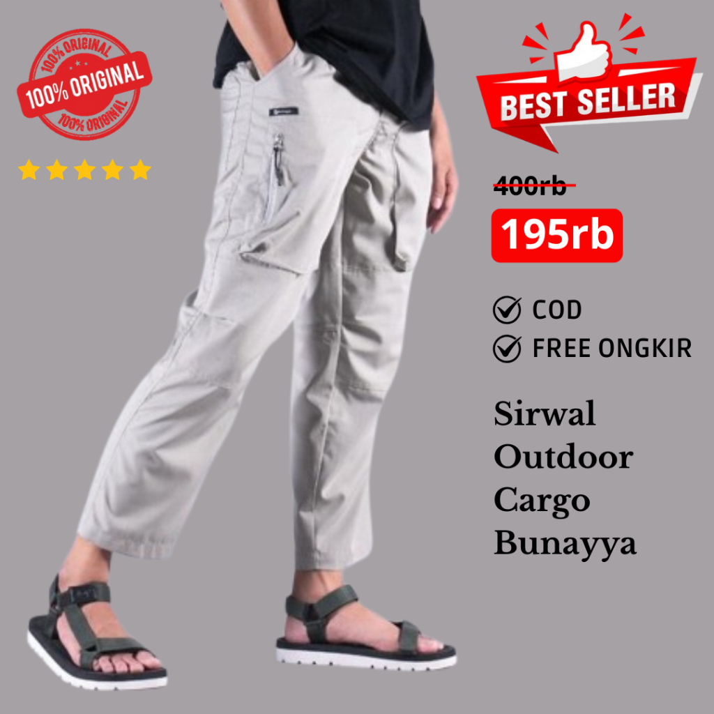 Sirwal Bunayya Cargo Outdoor Premium Celana Panjang Sirwal Pants Muslim Pria