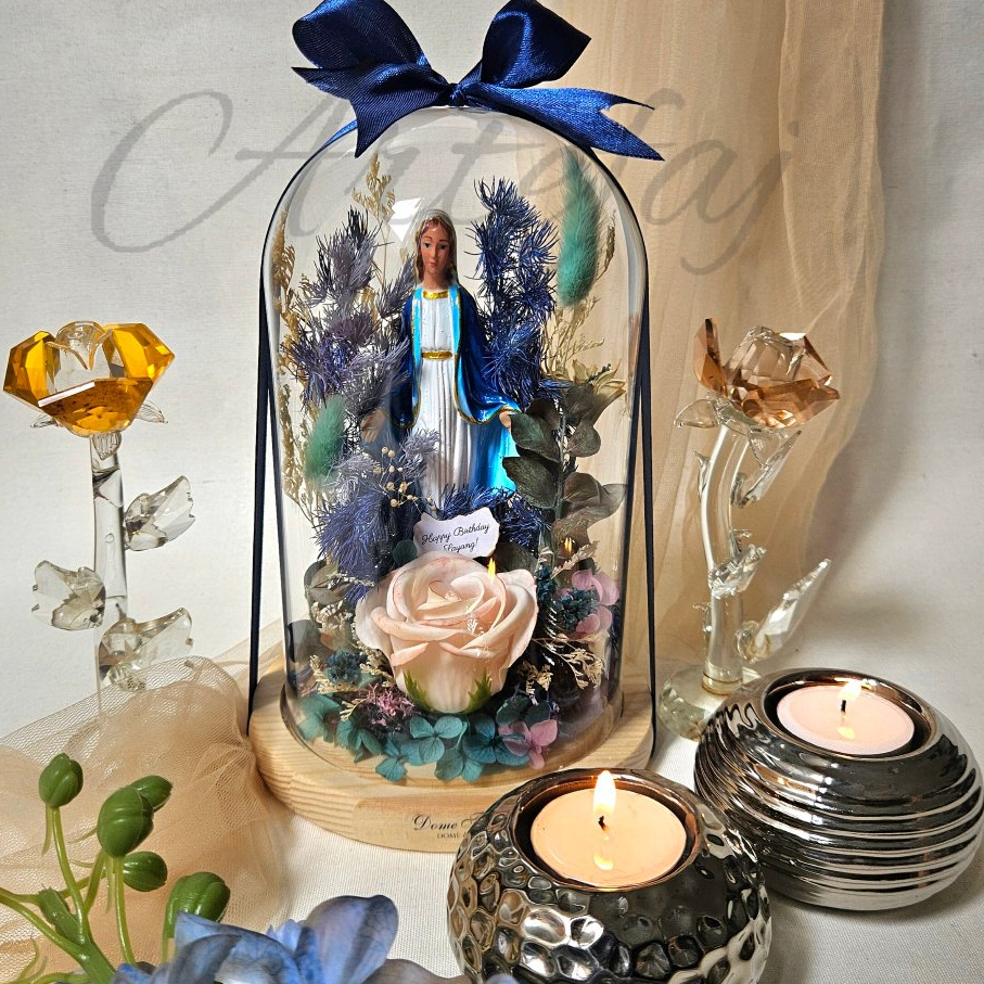 Kado natal Figure Bunda Maria Yesus Dome Kaca Christmas Gift hadiah baptis valentine unik mawar abad