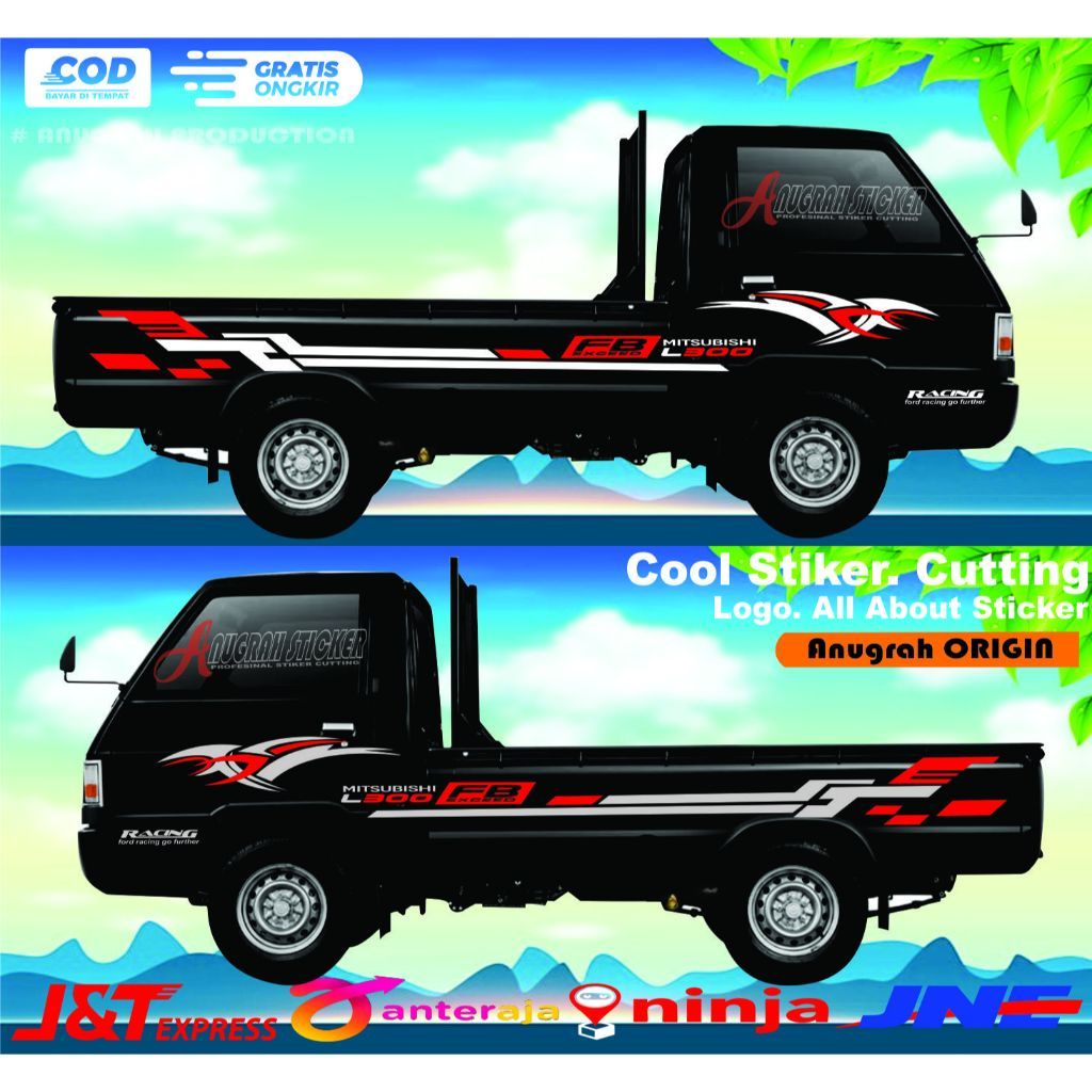 Cutting Stiker mobil pick up mitsubishi L300 pick up Sticker bodi samping l300