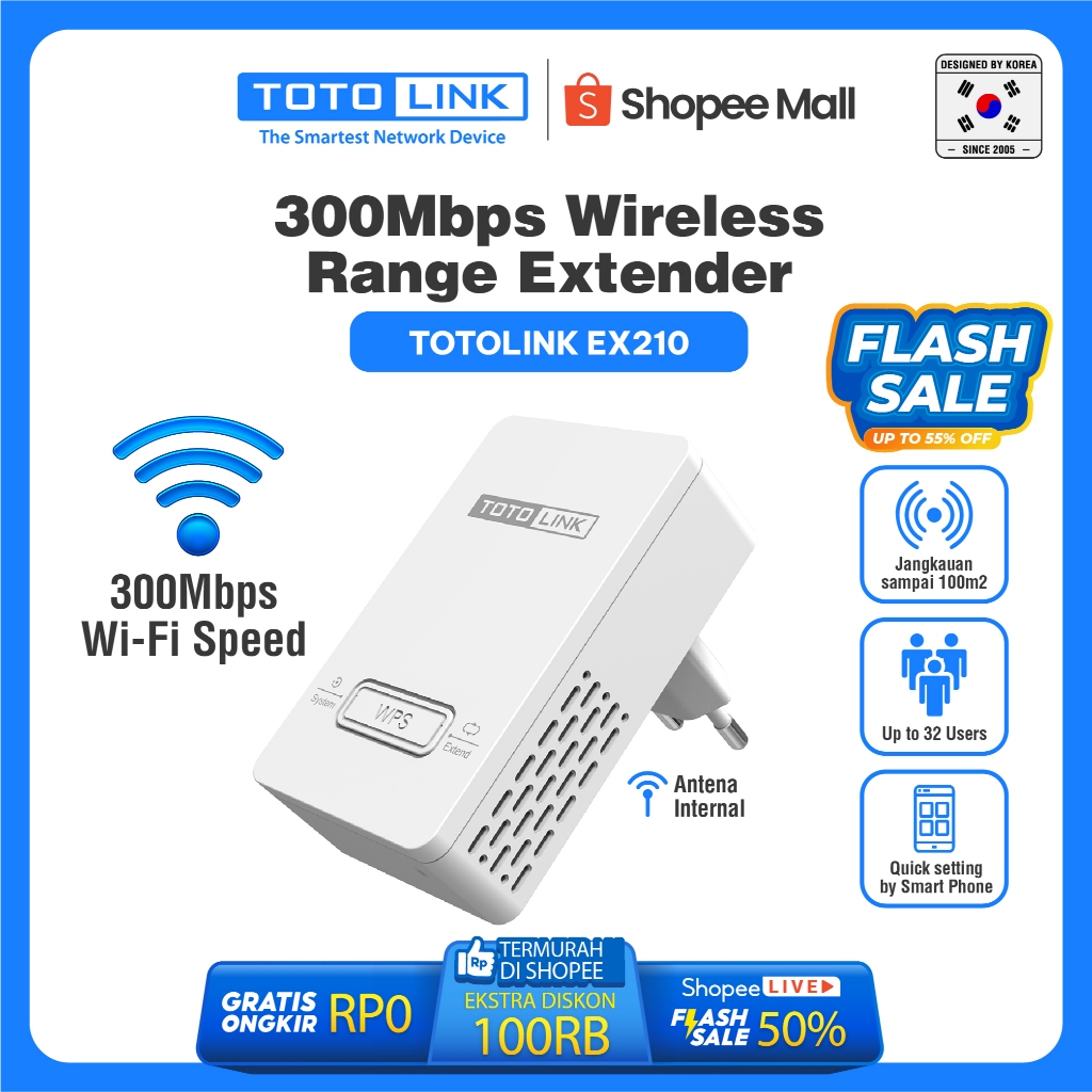 TOTOLINK EX210 - Range Extender / Repeater 300Mbps Wireless