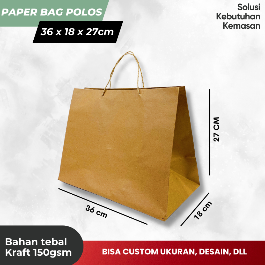 

Paper Bag Kado/ Kantong kertas polos 36.5 x 17.5 x 27cm