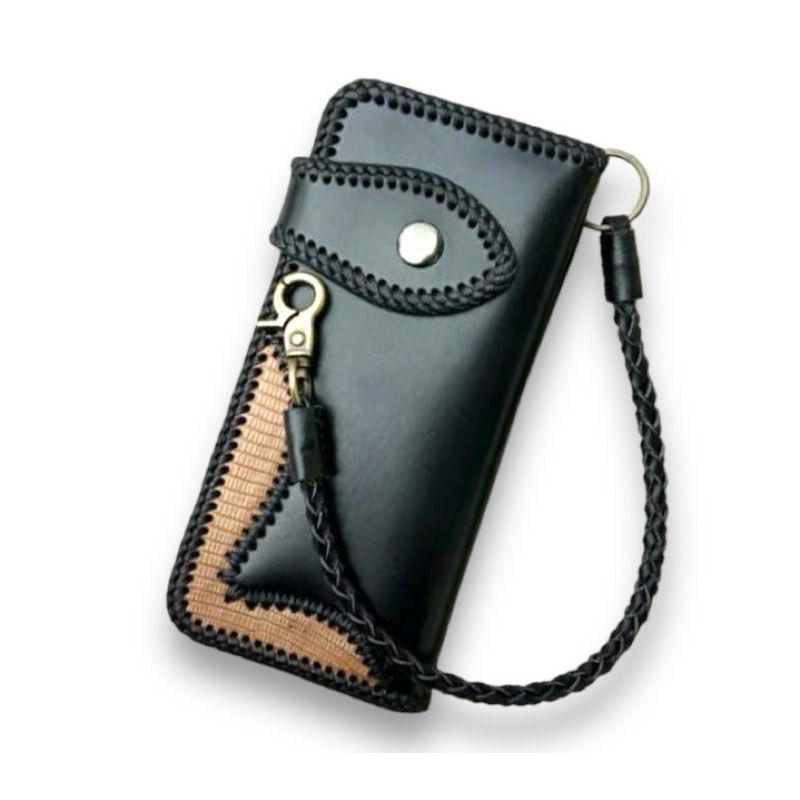 RB Dompet Kulit Panjang Pria Dompet Bikers Dompet Panjang Tali Anyam Handmade DOMPER TERBARU ASLI