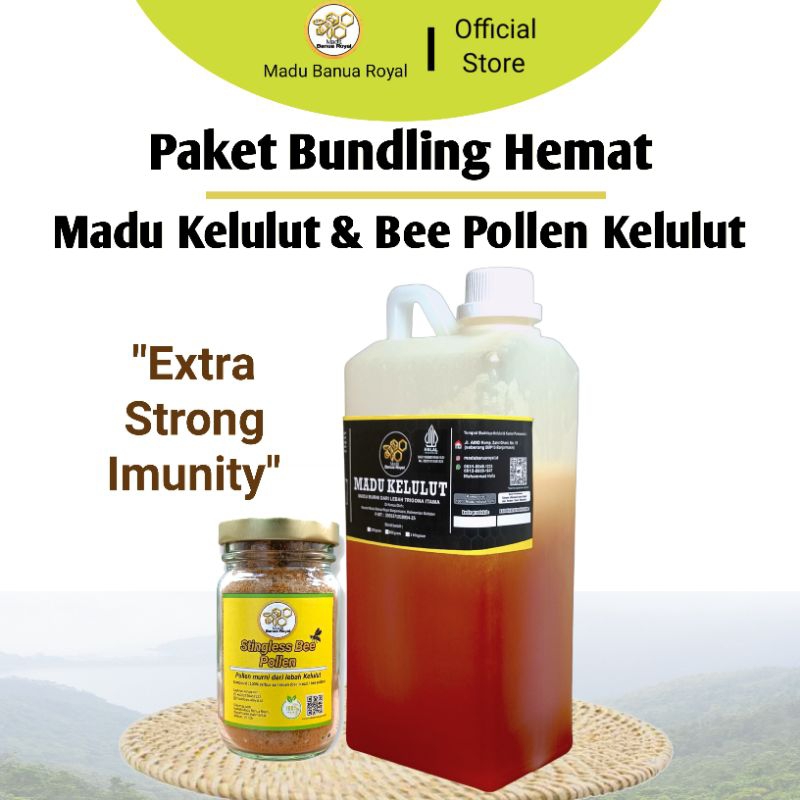 

Paket Hemat Bundling Madu Kelulut 1 Kilogram + Bee Pollen Kelulut (Stingless Bee Pollen) isi 75 gram