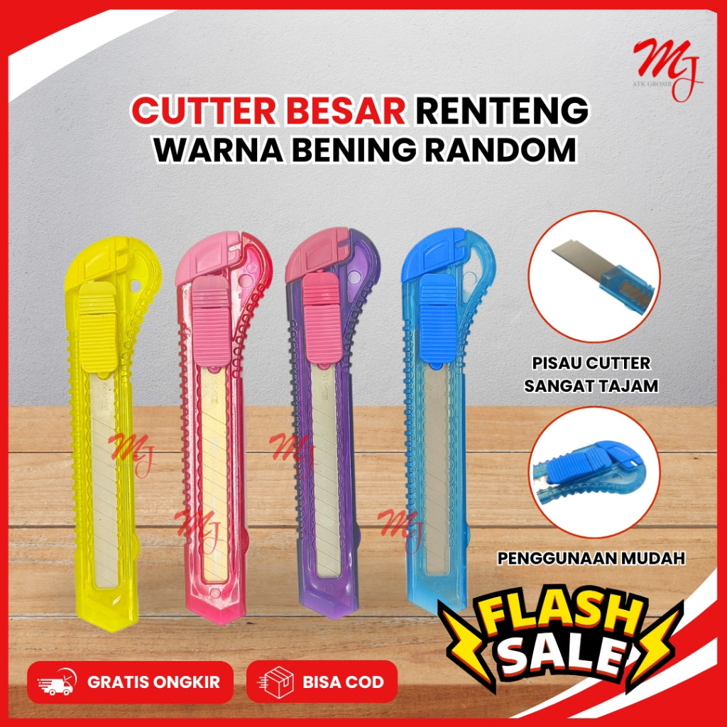 

(isi 12 pcs)Cutter kater Bening Besar Berwarna