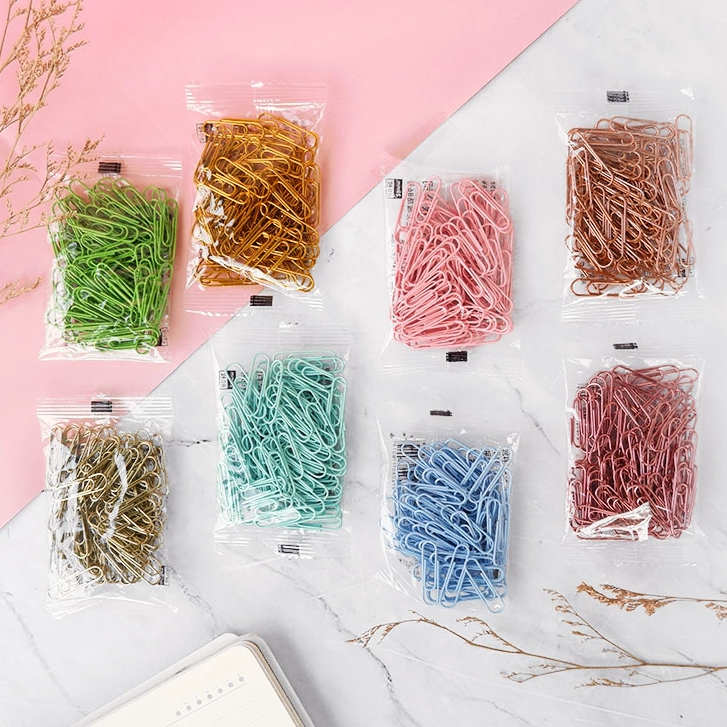 

[1 Pak] Paper Clip Warna Warni / Klip Penjepit Kertas Metallic Lucu Jepitan Macaron Gold Paperclip