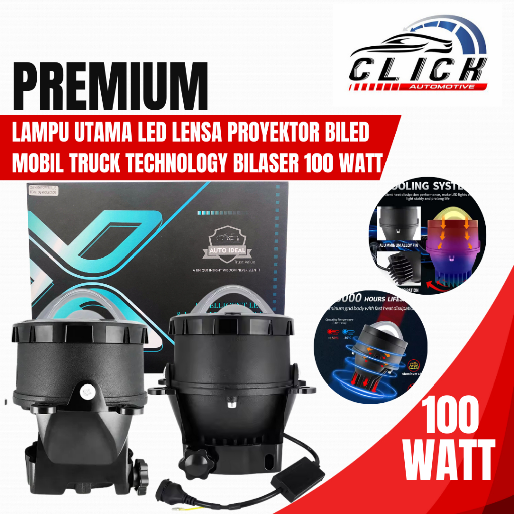 Lampu LED Mobil Super Terang Lampu Sorot Mobil Lampu Utama Led Lensa Proyektor Biled Mobil Truck Tec