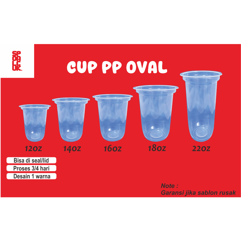 Sablon Gelas Cup PP 12-22 oz 7gram