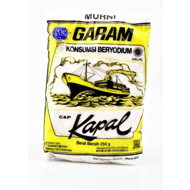 

garam beryodium cap kapal 250 gram murni.