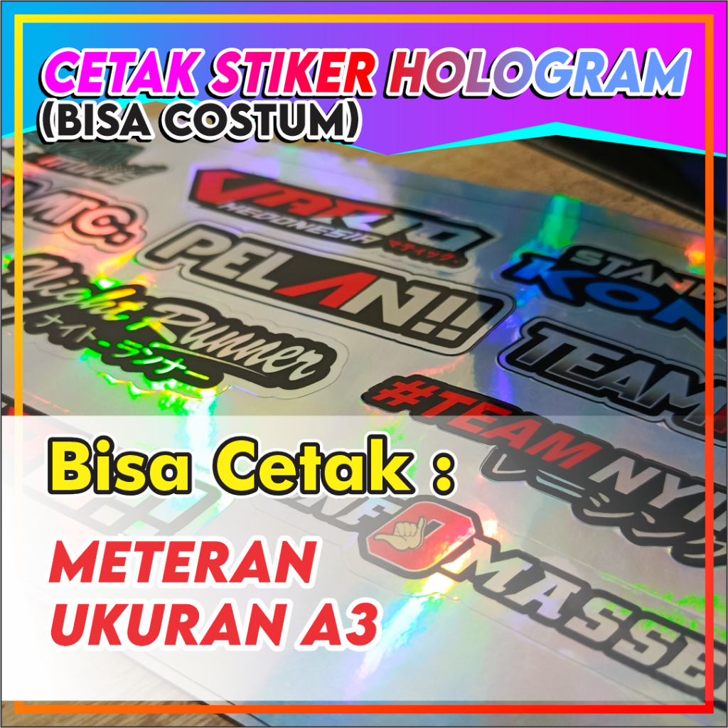 

Cetak Stiker Racing Hologram Meteran dan Ukuran Kertas A3 | Cetak Stiker Racing | Stiker Motor Hologram Keren