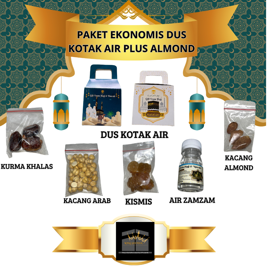 

Paket Ekonomis Oleh-Oleh Haji plus Almond plus Zamzam variasi pouch