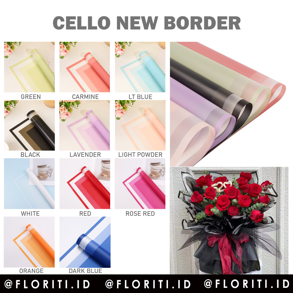 

(20 lembar) cellophane kertas buket new border flower wrapping