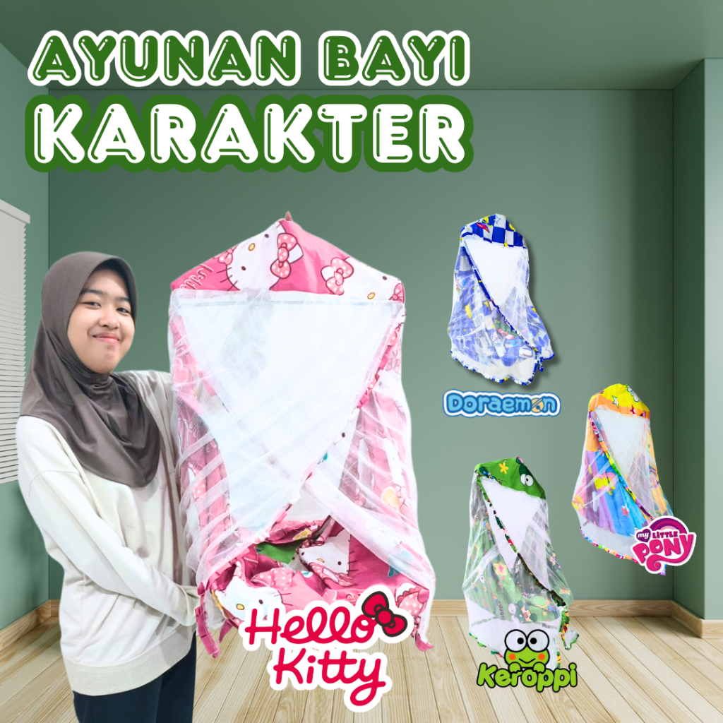 Ayunan Bayi Kain Ayunan dan Kelambu Motif karakter