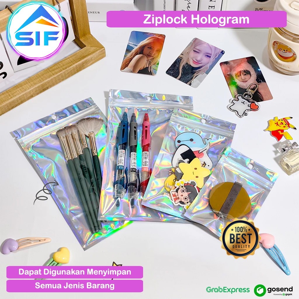 

Plastik Klip Hologram Plastik Opp Zipplock Penyimpanan Serbaguna Foil Flat Packaging Zipper Plastic Packing Aksesoris Simpel Praktis