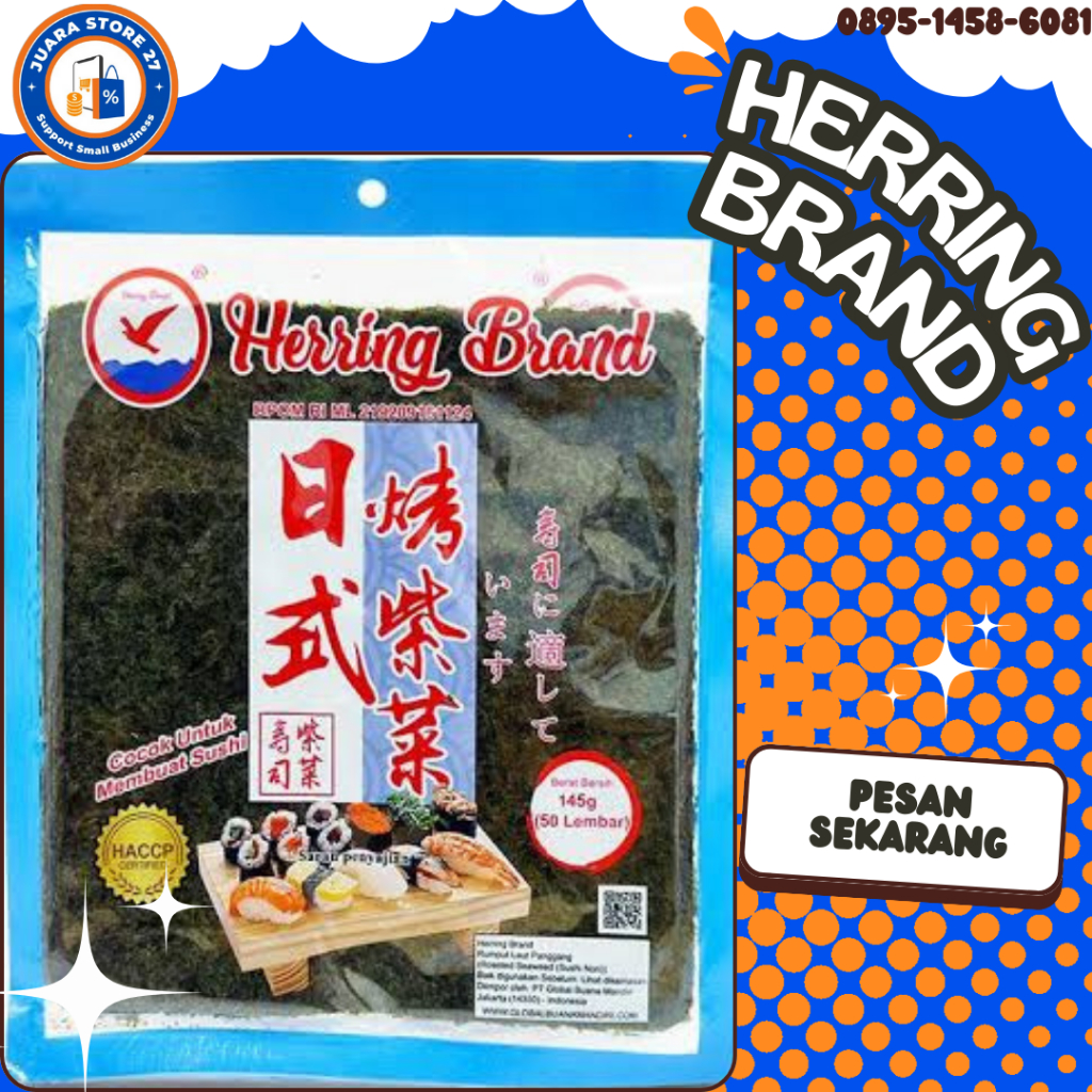 

NORI HERRING BRAND 50 SHEET / SUSHI NORI HERRING BRAND 50 LEMBAR