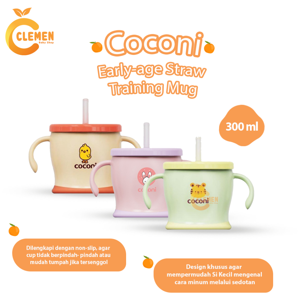 COCONI EARLY-AGE STRAW TRAINING MUG / GELAS SEDOTAN BAYI / ANAK / GLELAS UNTUK BELAJAR MINUM ANAK
