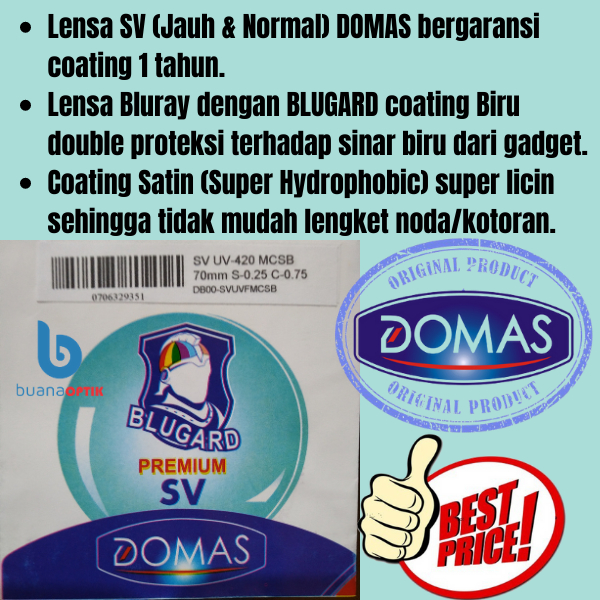 PAKET KACAMATA DAN LENSA BLURAY BLUE LIGHT BLUGARD PREMIUM DOMAS