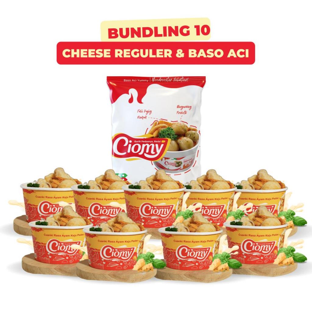 

CIOMY - Bundling 10 Cuanki Pedas Kuah Keju dan Ciomy Sachet Rasa Ayam (9 Cuanki Cup & 1 Baso Aci Sachet Ayam)