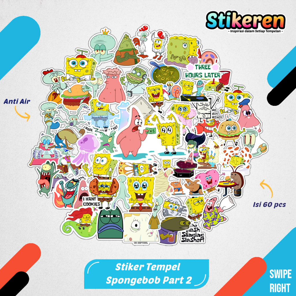 

Stiker Spongebob Part 2 Kartun Film Paper Vinyl Dekorasi Laptop Koper Tumbler Kulkas DIY
