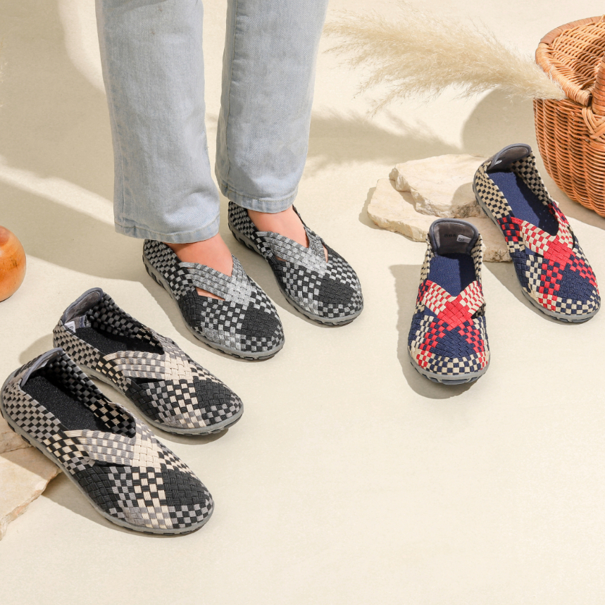 Bernice 865 Sepatu flat shoes wanita rajut knit anyaman woman casual footwear