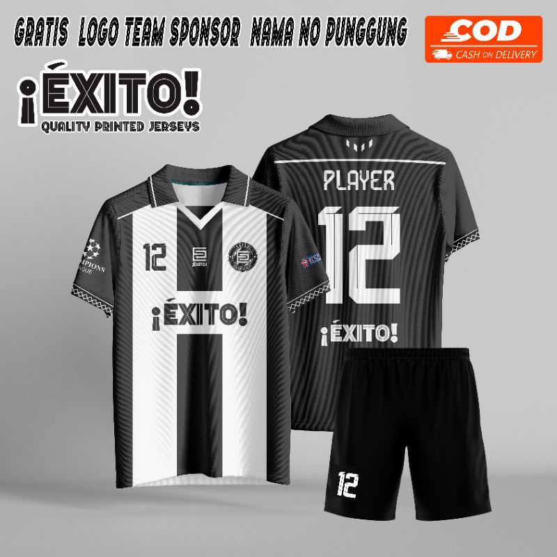 JERSEY FUTSAL CUSTOM KERAH NAMA DAN NOMOR PUNGGUNG HITAM PUTIH FULLPRINTING KEREN