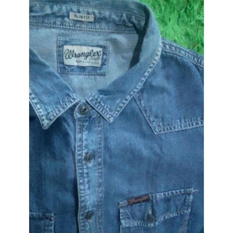 kemeja denim Wrangler western