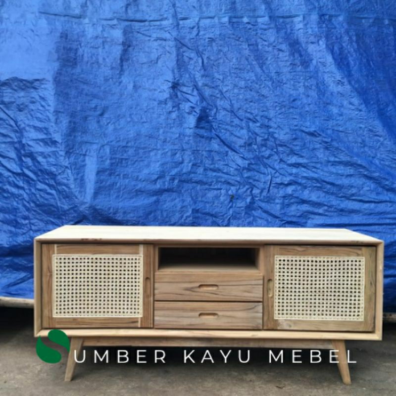 BUFFET TV RETRO MINIMALIS KAYU JATI | BUFFET TV JATI ASLI | MEJA TV MINIMALIS JATI