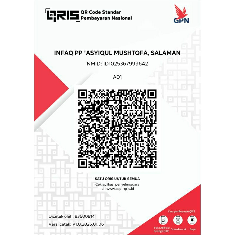 

cetak sticker qris untuk pembangunan pesantren