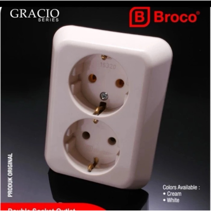 BROCO STOP KONTAK 2 LUBANG GRACIO STOPKONTAK IB INBOW ARDE SNI