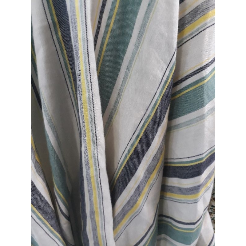 Kain Linen Salur Bahan Textile Katun Linen Motif Garis Terbaru.