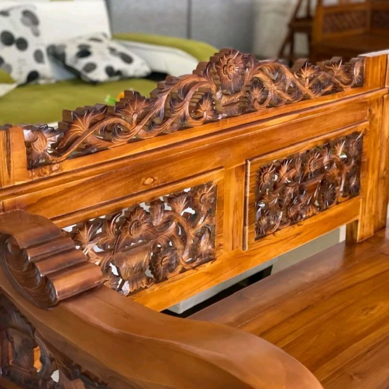 Kursi tamu sudut kayu jati bagong mawar